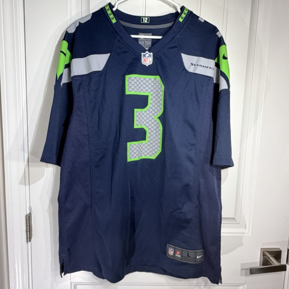 Nike Seattle Seahawks Russell Wilson‎ #3 NFL On Field Jersey Men's Large Blue